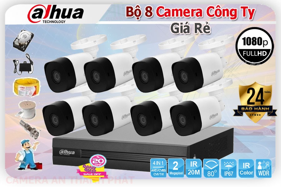 Bộ 8 Camera Quan Sát Công Ty Giá Rẻ, camera an ninh giá rẻ, hệ thống camera quan sát công ty, bộ camera giám sát công