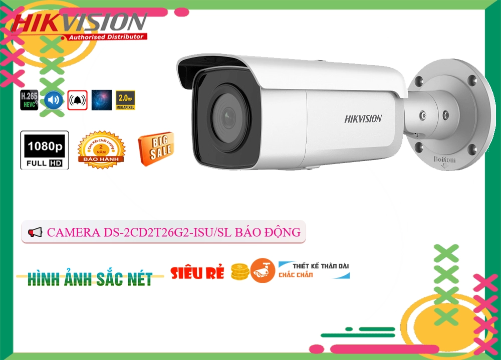 Camera Hikvision DS-2CD2T26G2-ISU/SL,DS-2CD2T26G2-ISU-SL Giá Khuyến Mãi,DS-2CD2T26G2-ISU-SL Giá rẻ,DS-2CD2T26G2-ISU-SL