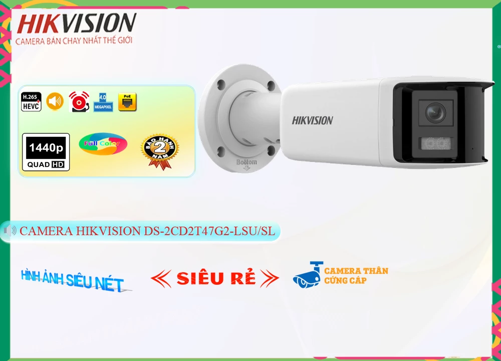 Camera Báo Động Hikvision DS,2CD2T47G2,LSU/SL,DS 2CD2T47G2 LSU/SL,Giá Bán DS,2CD2T47G2,LSU/SL sắc nét Hikvision