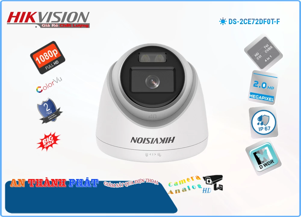 Camera Full Color Hikvision DS-2CE72DF0T-F,DS-2CE72DF0T-F Giá rẻ,DS-2CE72DF0T-F Giá Thấp Nhất,Chất Lượng