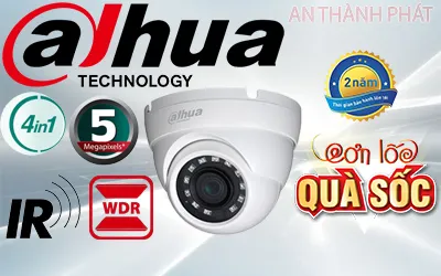 Camera DH-HAC-HDW1500MP với độ phân giải cao lên đến 5MP, CMOS, AHD CVI TVI BCS, Hồng Ngoại 30m.