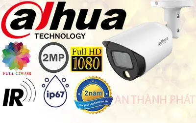 Camera giám sát DH-HAC-HFW1239TP-LED-S2 với công nghệ full color, cmos, hồng ngoại, dwdr(130db).