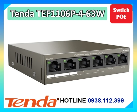Lắp đặt camera Switch Poe Tenda TEF1106P-4-63W