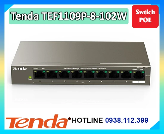 Lắp đặt camera Switch Tenda TEF1109P-8-102W PoE