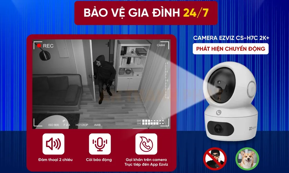 Review Camera EZVIZ H7C 2 Ống Kính