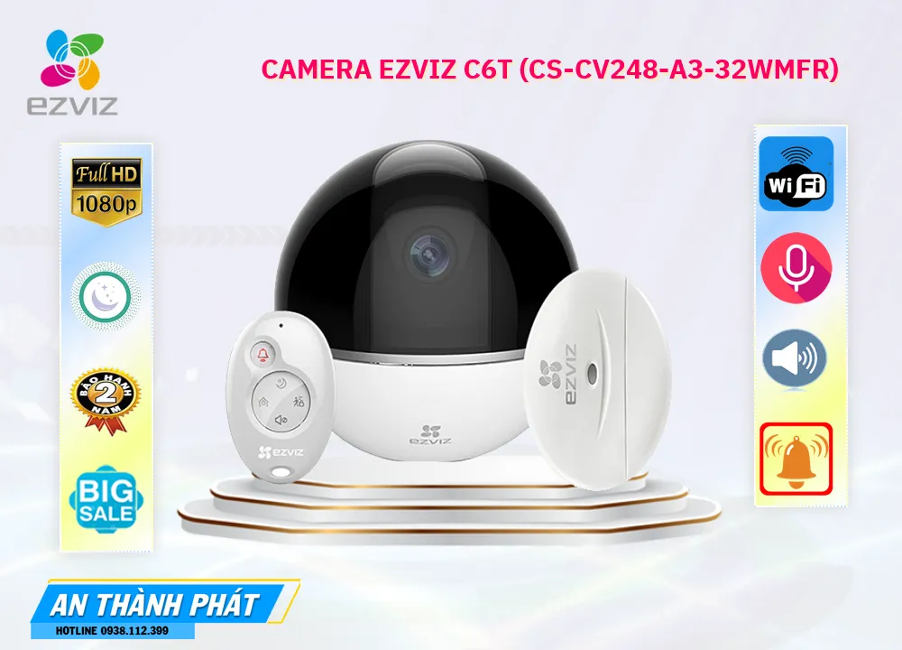 Camera Wifi Ezviz C6T With RF,Giá CS-CV248-A3-32WMFR(APEC)(Bundel),phân phối