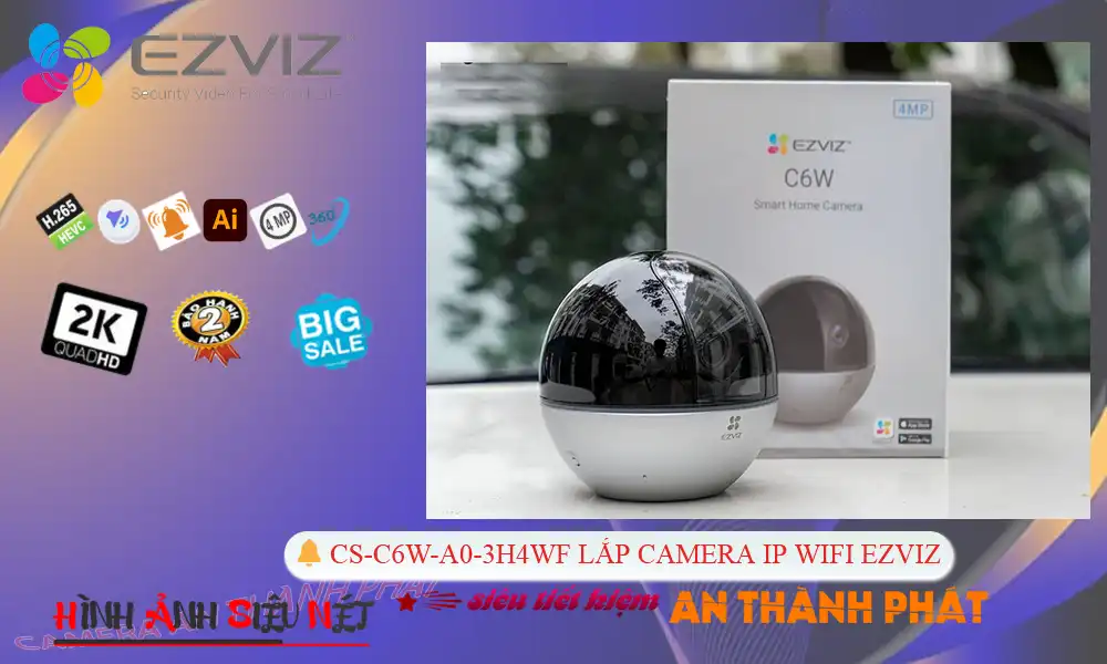 Camera Wifi Ezviz Xoay 360 CS-C6W-A0-3H4WF