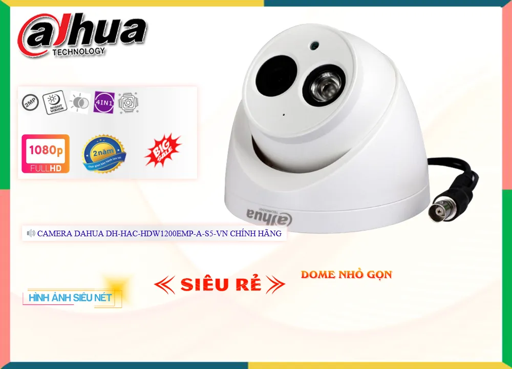 Camera Dahua DH-HAC-HDW1200EMP-A-S5-VN,DH HAC HDW1200EMP A S5 VN, Giá Bán
