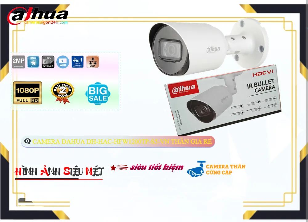 Camera Dahua DH-HAC-HFW1200TP-S5-VN,DH-HAC-HFW1200TP-S5-VN Giá rẻ ,DH HAC HFW1200TP S5 VN, Chất Lượng