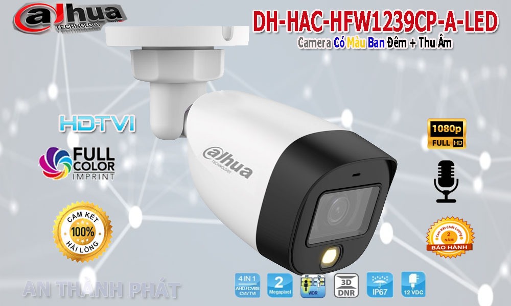 DH-HAC-HFW1239CP-A-LED camera dahua thu âm có màu ban đêm
