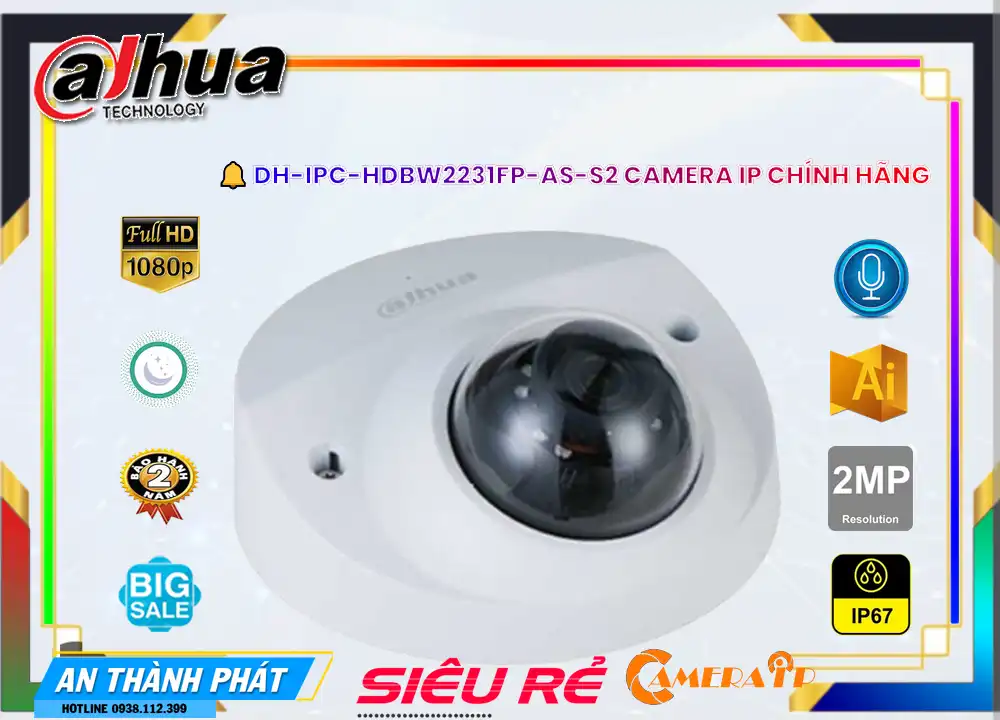 DH-IPC-HDBW2231FP-AS-S2 Camera An Ninh Dahua,DH-IPC-HDBW2231FP-AS-S2 Giá rẻ,DH-IPC-HDBW2231FP-AS-S2 Giá Thấp Nhất,Chất