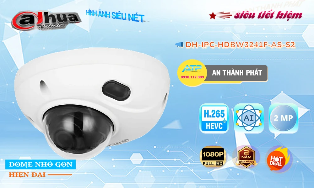 ➠  DH-IPC-HDBW3241F-AS-S2 sắc nét Dahua