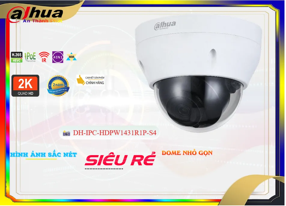 Camera Dahua DH-IPC-HDPW1431R1P-S4,DH-IPC-HDPW1431R1P-S4 Giá Khuyến Mãi,DH-IPC-HDPW1431R1P-S4 Giá