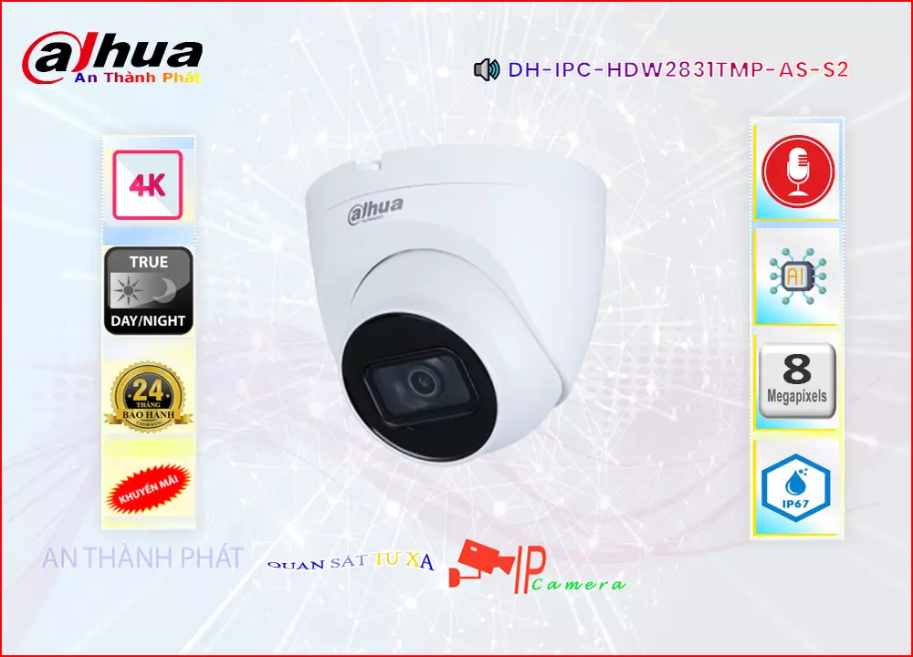 Camera dahua DH-IPC-HDW2831TMP-AS-S2,Giá DH-IPC-HDW2831TMP-AS-S2,phân phối