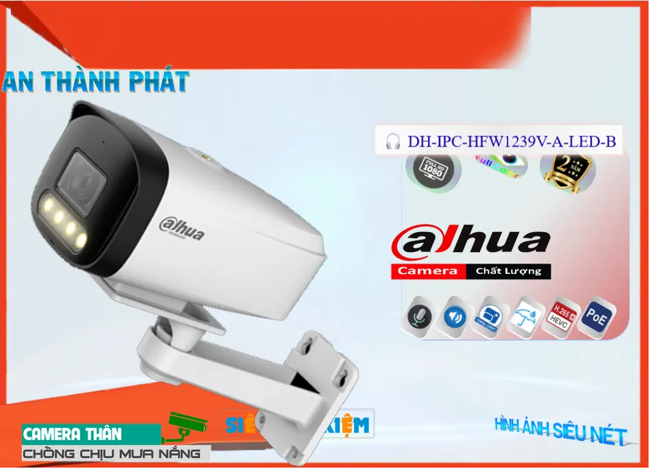 Camera Dahua DH-IPC-HFW1239V-A-LED-B,Giá DH-IPC-HFW1239V-A-LED-B,phân phối