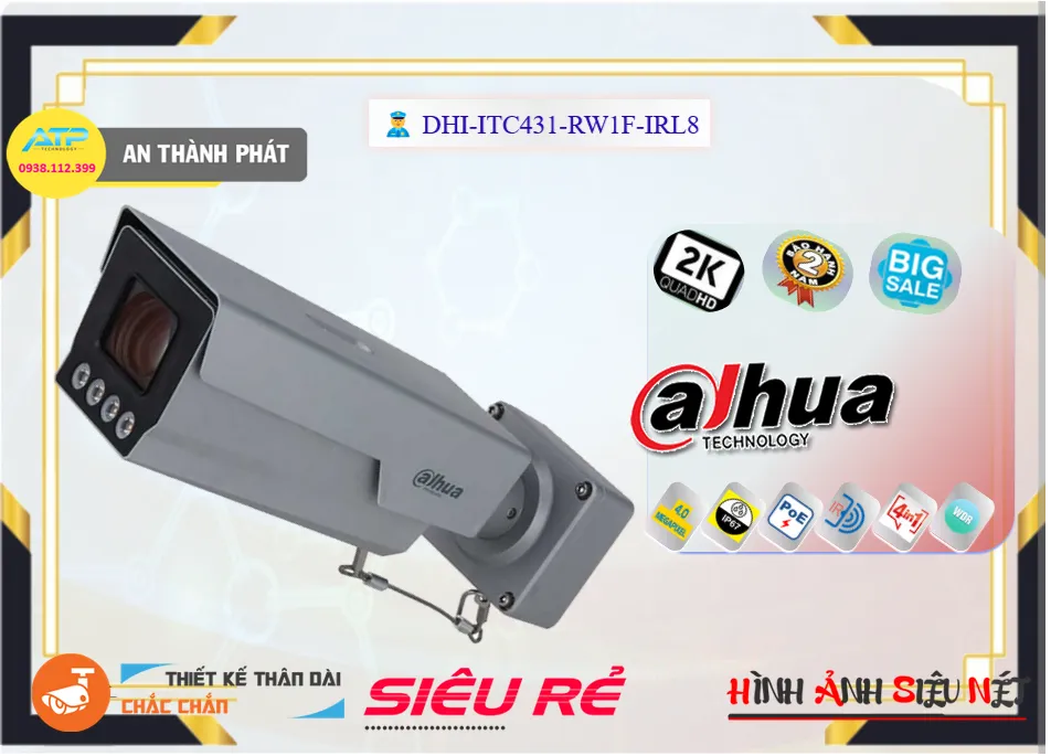Camera Dahua DHI-ITC431-RW1F-IRL8,DHI-ITC431-RW1F-IRL8 Giá rẻ,DHI ITC431 RW1F IRL8,Chất Lượng