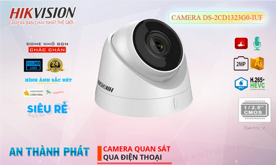 Camera IP 2MP bán cầu Hikvision DS-2CD1323G0-IUF Camera IP 2MP bán cầu Hikvision DS-2CD1323G0-IUF