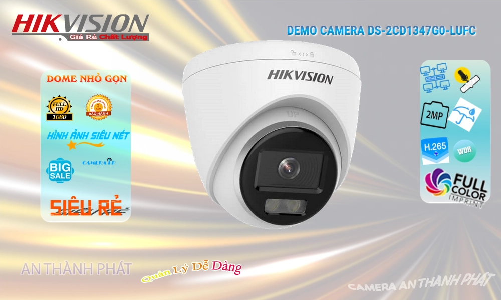 🌟👌 Camera DS-2CD1327G0-LU Hikvision Thiết kế Đẹp