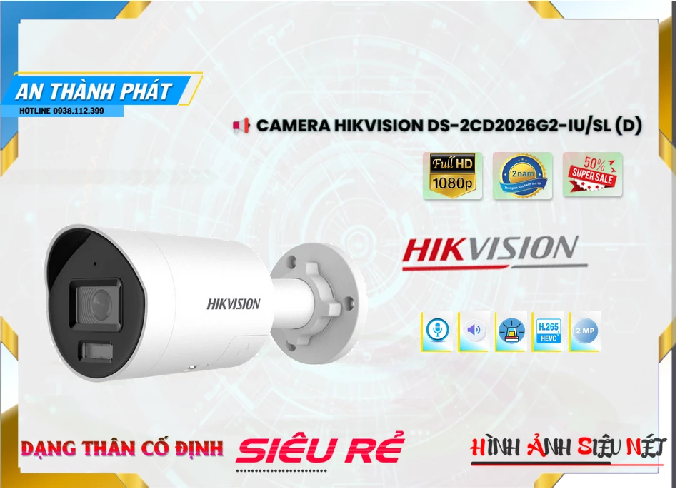 Camera IP Hikvision DS,2CD2026G2,IU/SL(D),DS 2CD2026G2 IU/SL(D),Giá Bán DS,2CD2026G2,IU/SL(D) sắc nét Hikvision