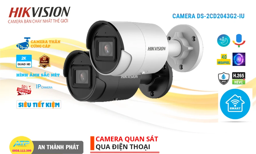 Camera IP thân trụ hồng ngoại 4MP DS-2CD2043G2-IU