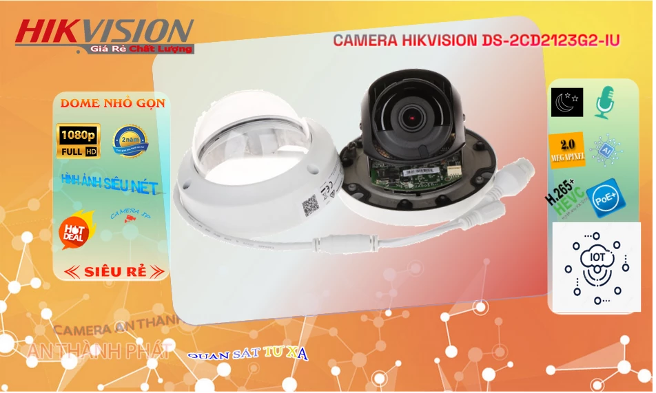 Camera An Ninh  Hikvision DS-2CD2123G2-IU Hình Ảnh Đẹp ۞