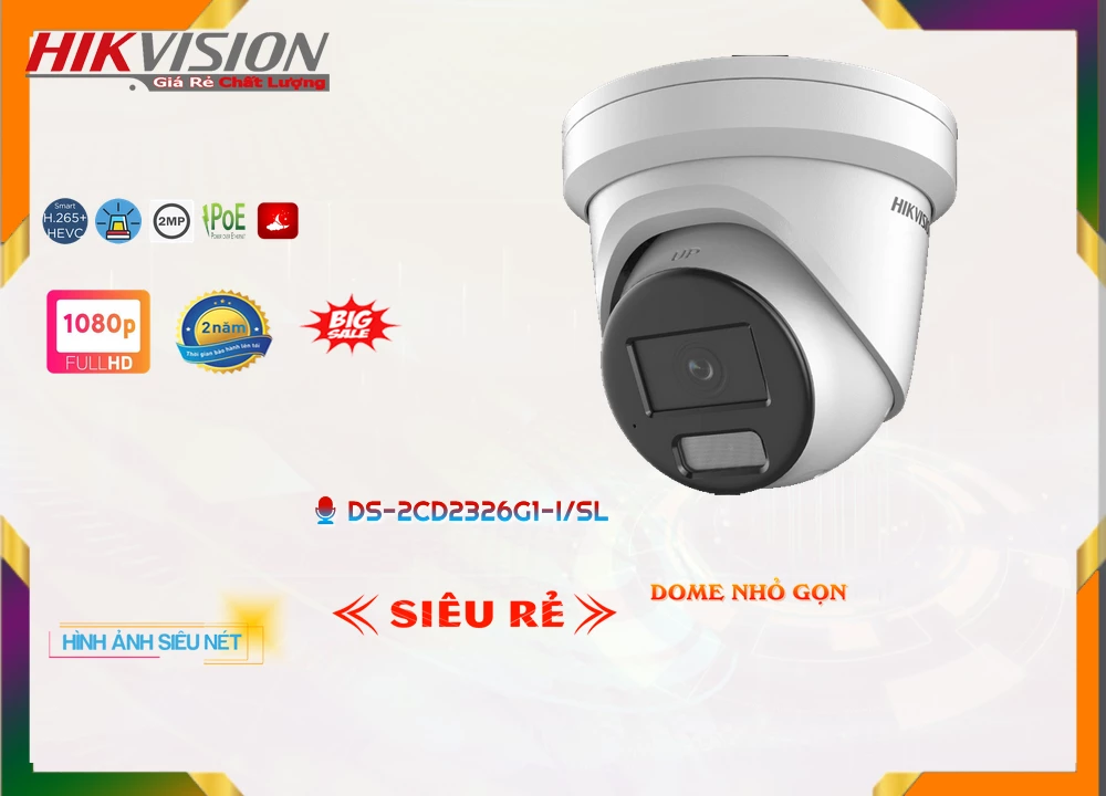 Camera Hikvision Báo Động DS,2CD2326G1,I/SL,DS 2CD2326G1 I/SL,Giá Bán DS,2CD2326G1,I/SL sắc nét Hikvision