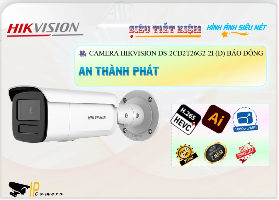 Camera Hikvision DS,2CD2T26G2,2I(D),DS 2CD2T26G2 2I(D),Giá Bán DS,2CD2T26G2,2I(D) sắc nét Hikvision ,DS,2CD2T26G2,2I(D)