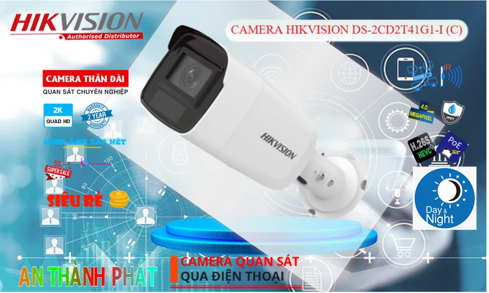 ✪  Camera  Hikvision Mẫu Đẹp DS-2CD2T41G1-I(C)