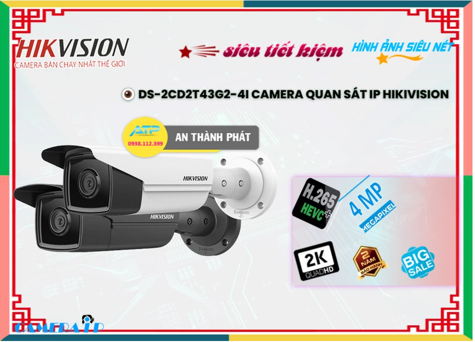 Camera Hikvision DS-2CD2T43G2-4I,DS 2CD2T43G2 4I,Giá Bán DS-2CD2T43G2-4I,DS-2CD2T43G2-4I Giá Khuyến Mãi,DS-2CD2T43G2-4I