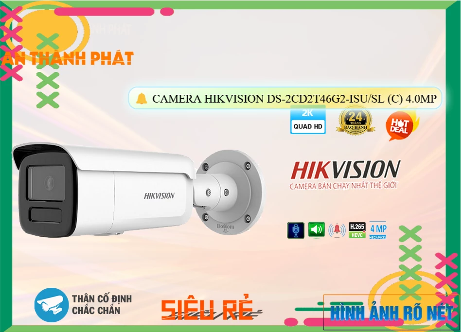 Camera Hikvision DS-2CD2T46G2-ISU/SL(C), Giá DS-2CD2T46G2-ISU/SL(C), phân phối