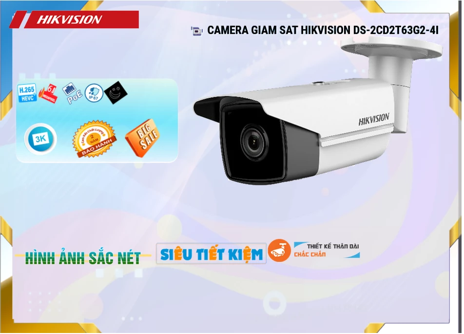Camera IP Hikvision 6MP DS-2CD2T63G2-4I,DS-2CD2T63G2-4I Giá rẻ,DS 2CD2T63G2 4I,Chất Lượng DS-2CD2T63G2-4I,thông số