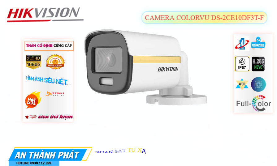 Camera Thân Hikvision DS-2CE10DF3T-F ColorVu Camera Thân Hikvision DS-2CE10DF3T-F ColorVu
