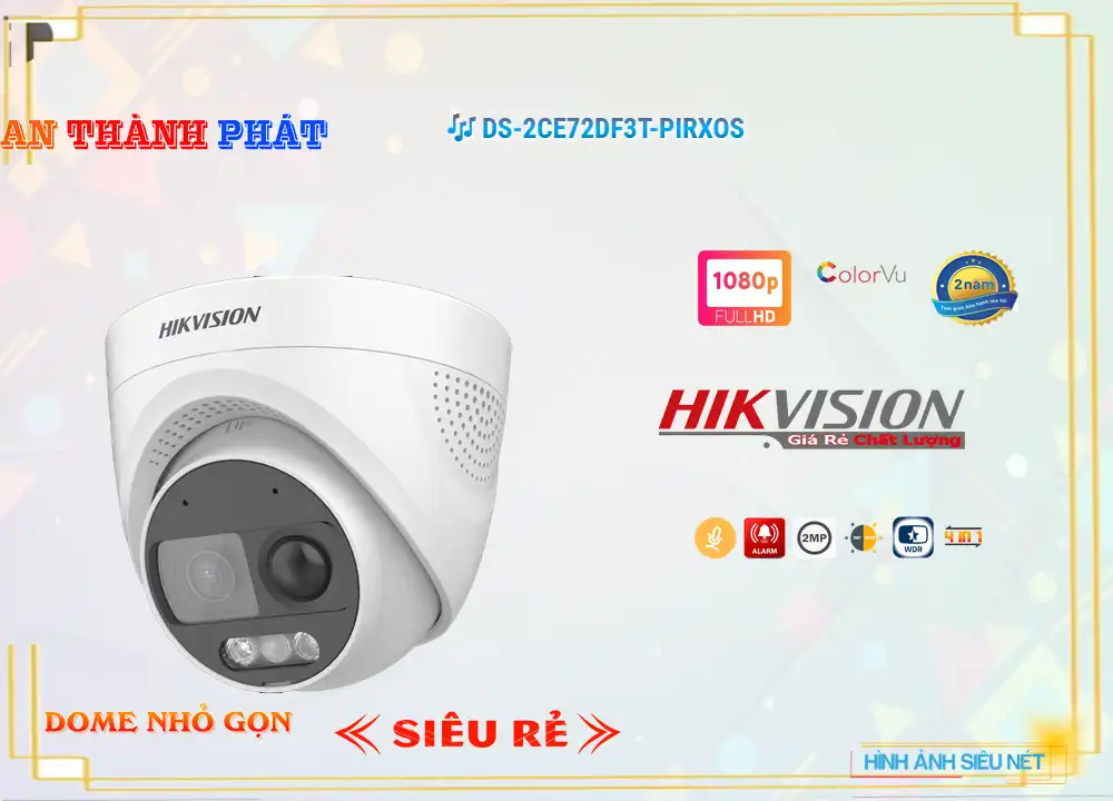 DS-2CE72DF3T-PIRXOS Camera Hikvision Full Color,thông số DS-2CE72DF3T-PIRXOS,DS-2CE72DF3T-PIRXOS Giá rẻ,DS 2CE72DF3T