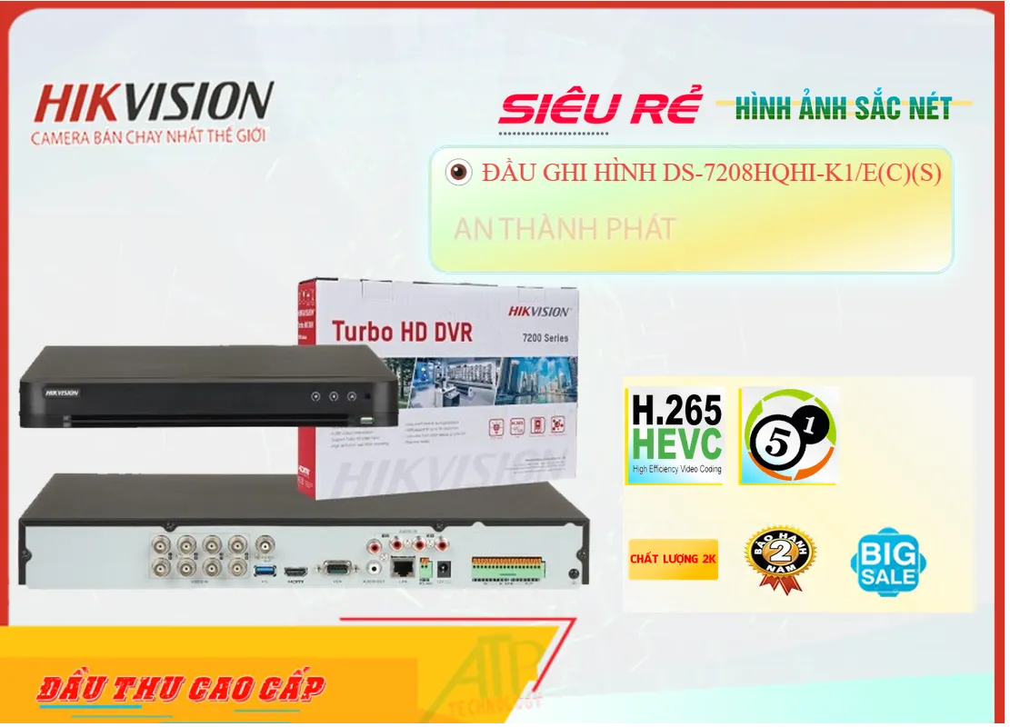 Đầu Ghi Hikvision DS-7208HQHI-K1/E(C)(S), Giá DS-7208HQHI-K1/E(C)(S), phân phối