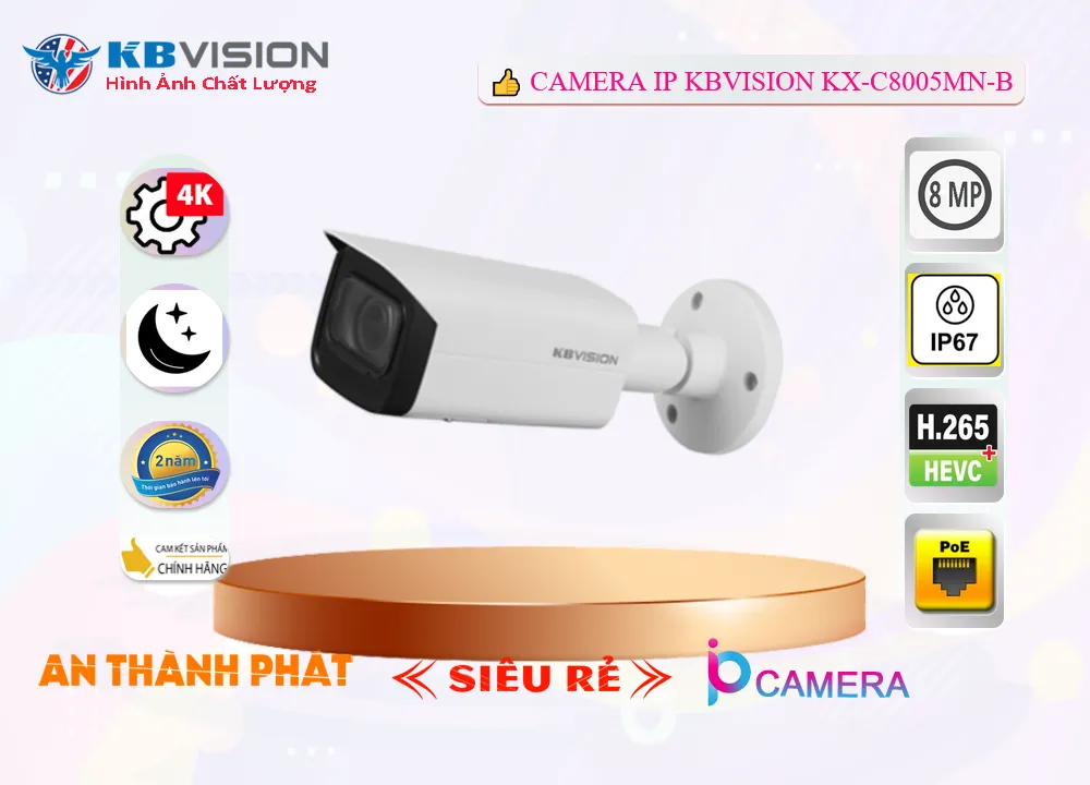 Camera IP Kbvision Ngoài Trời KX,C8005MN,B,KX C8005MN B,Giá Bán KX,C8005MN,B sắc nét KBvision ,KX,C8005MN,B Giá Khuyến