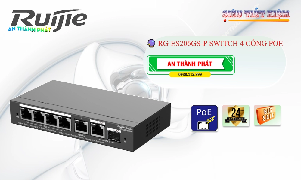 Hãng Ruijie RG-ES206GS-P Modum Mạng Hãng Ruijie RG-ES206GS-P Modum Mạng