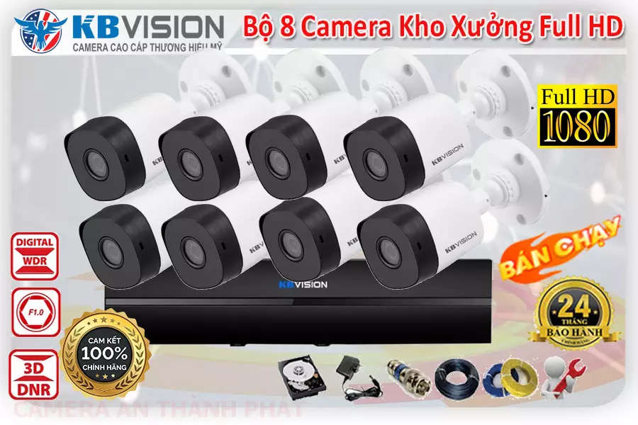 bộ 8 kênh camera công nghệ cvi ngoài trời chuyên dụng